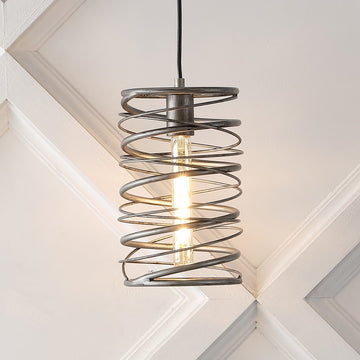 Helisa 7.25" Modern Contemporary Iron Spiral LED Pendant - JONATHAN Y